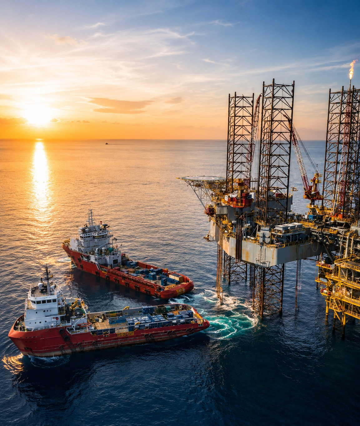 Heavy offshore marine vessel on open water