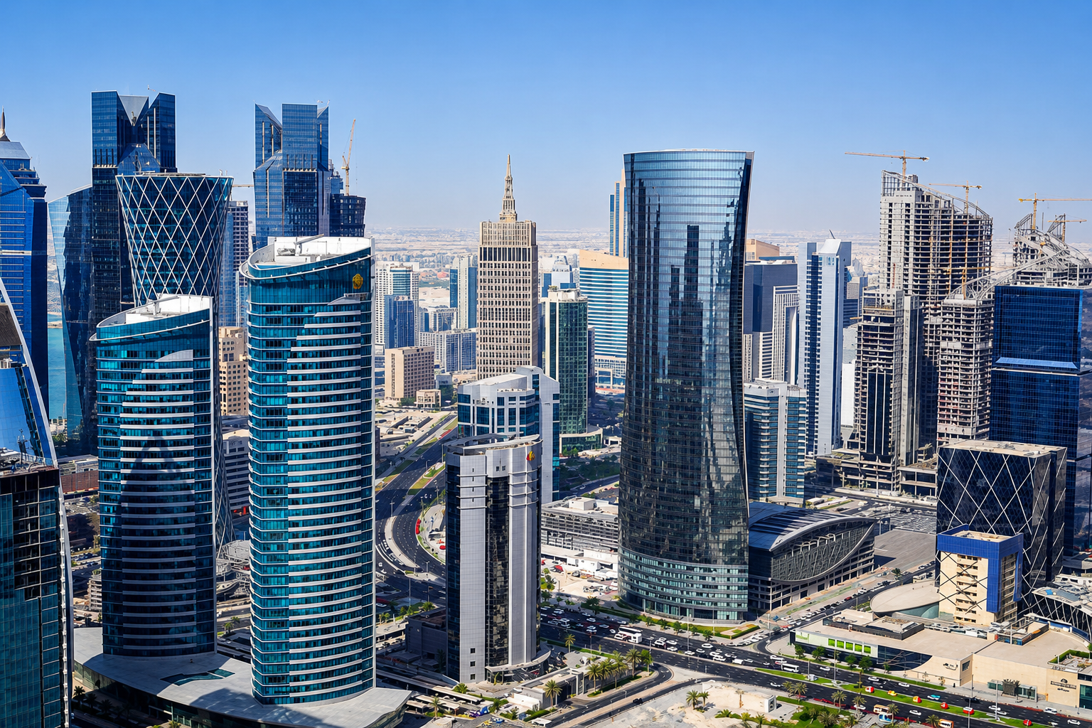Doha skyline and business district